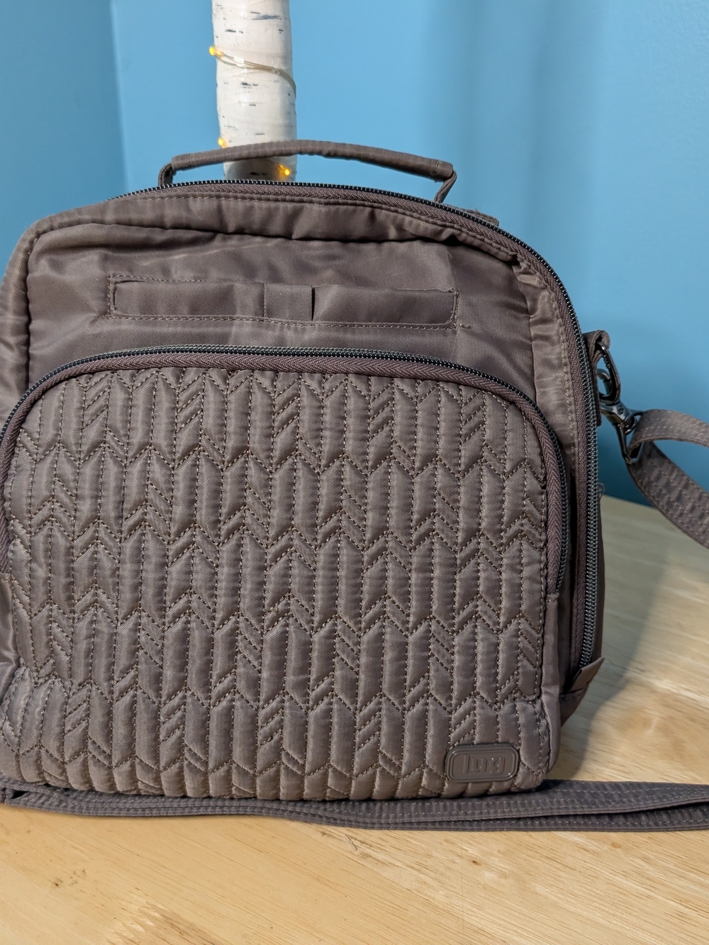 lug Ranger Quilted Crossbody Bag - Taupe Brown